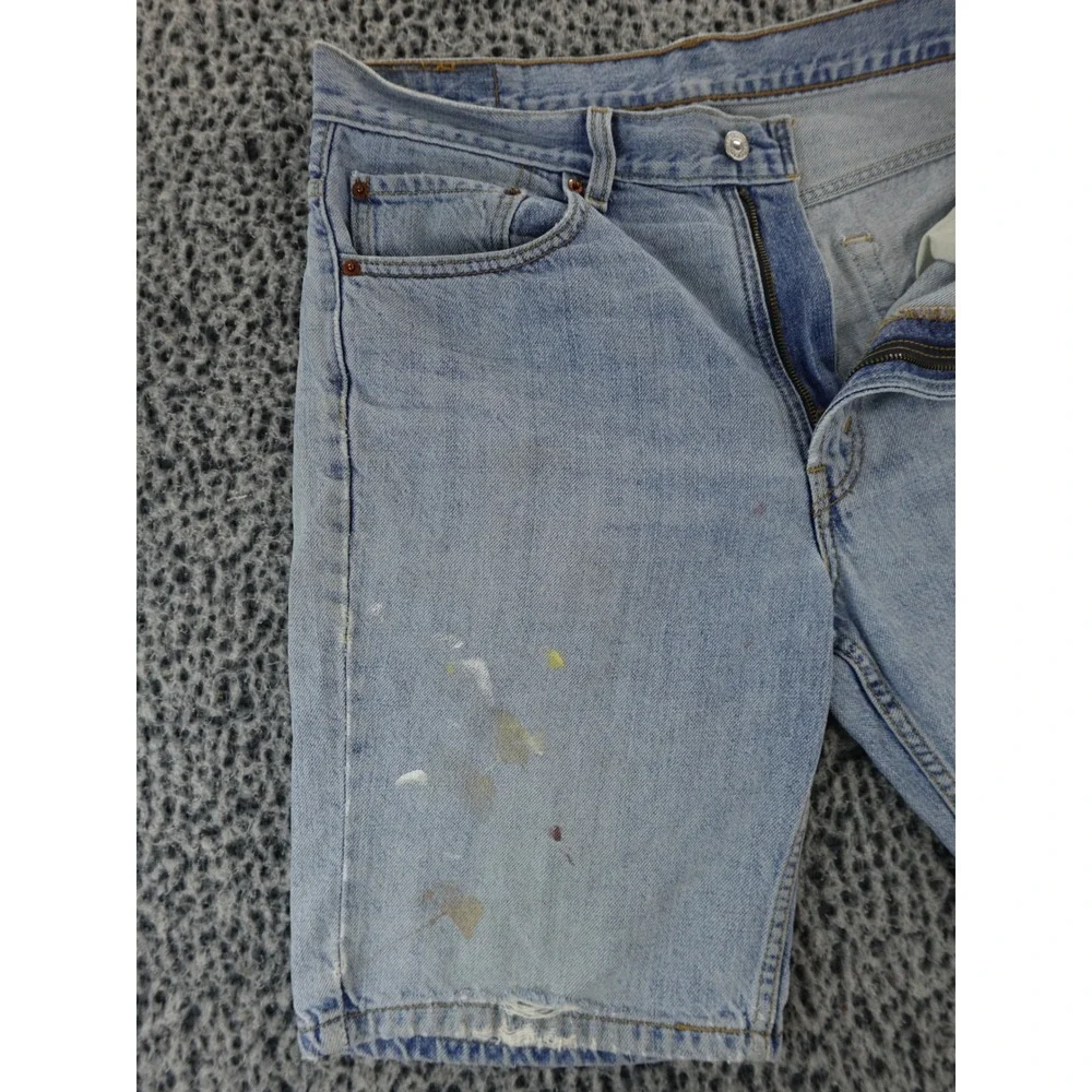 Levi's Mens Light Wash Distressed Denim Jean Shorts With Paint‎ Splatter Size 34